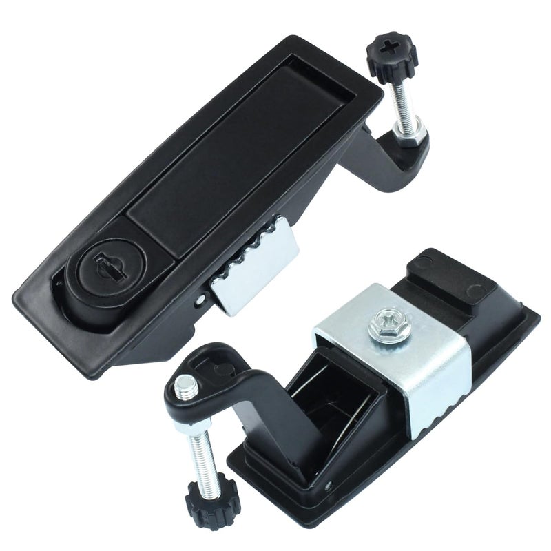 Rierdge 2 Pack Compression Latch Lock with Raised Trigger, Zinc Alloy Trigger Latch Lock Adjustable Lever Hand Operated Compression Latch with Keys(Black) - Image 2
